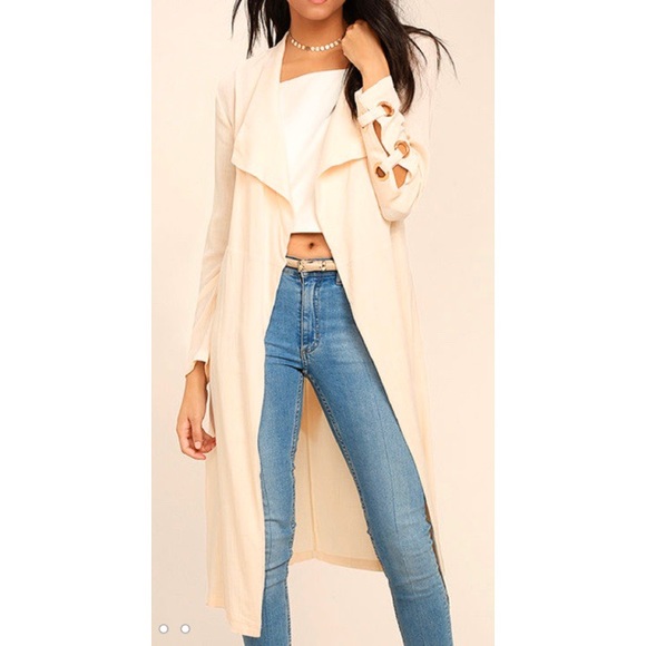 Lulus Pale Peach Trench - Picture 2 of 8